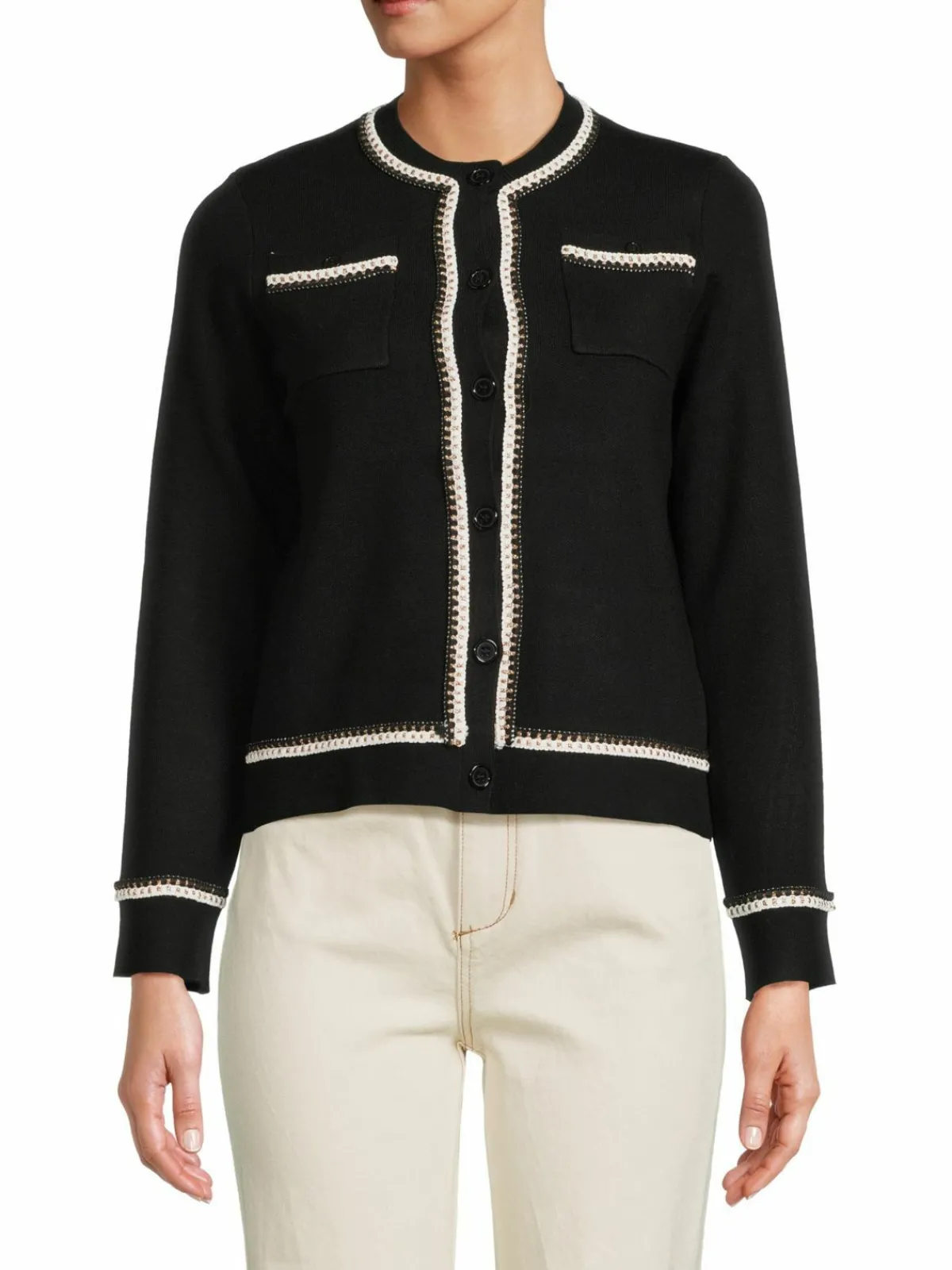 Women YAL New York Contrast Trim Boxy Cardigan