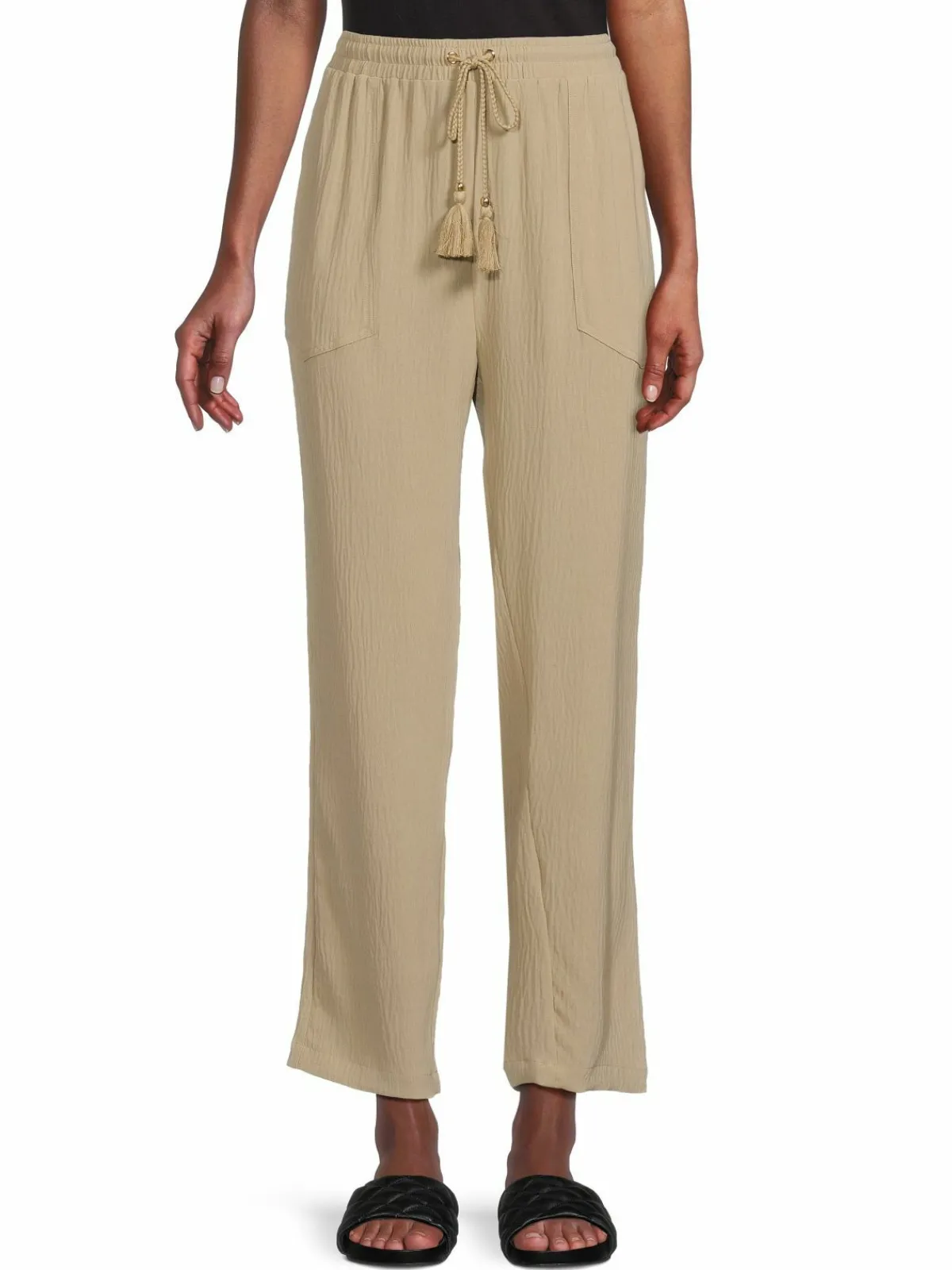 Women H Halston Crinkle Straight Leg Pants
