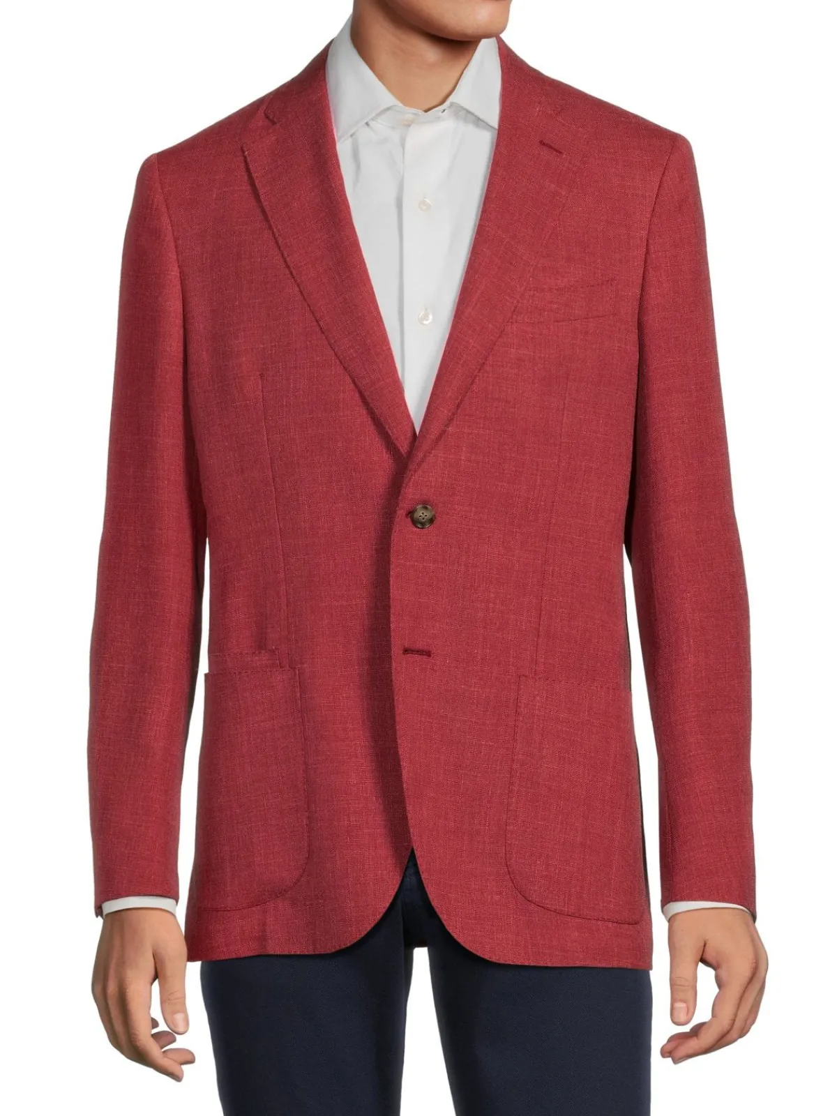 Luciano Barbera Blazers & Sportcoats|Crosshatched Wool Blend Sportcoat Red