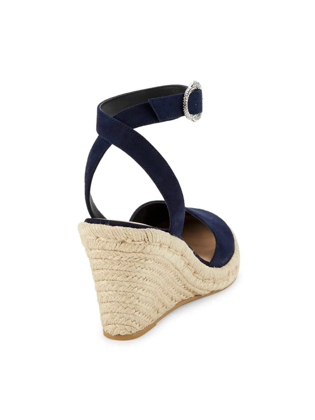 Stuart Weitzman Crystal Buckle Espadrille Wedge Pumps