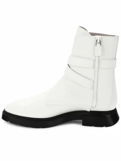 Stuart Weitzman Crystal Buckle Leather Ankle Boots