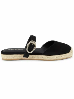 Stuart Weitzman Crystal Buckle Suede Espadrilles