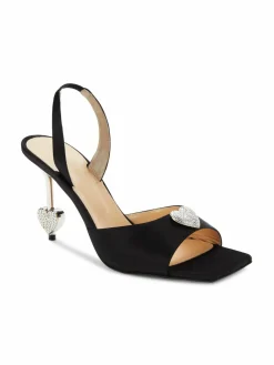 Mach & Mach Crystal Heart Slingback Heel Sandals