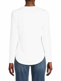 Women Saks Fifth Avenue Curved Hem Crewneck T Shirt