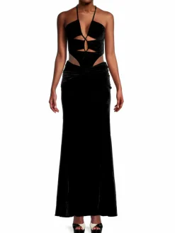 Women PatBO Cutout Velvet Maxi Dress