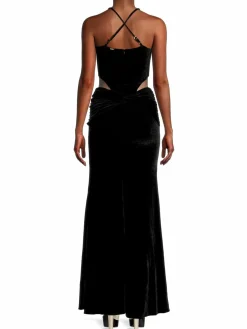 Women PatBO Cutout Velvet Maxi Dress