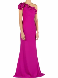 Women Rene Ruiz Collection 3D Floral Applique One Shoulder Gown