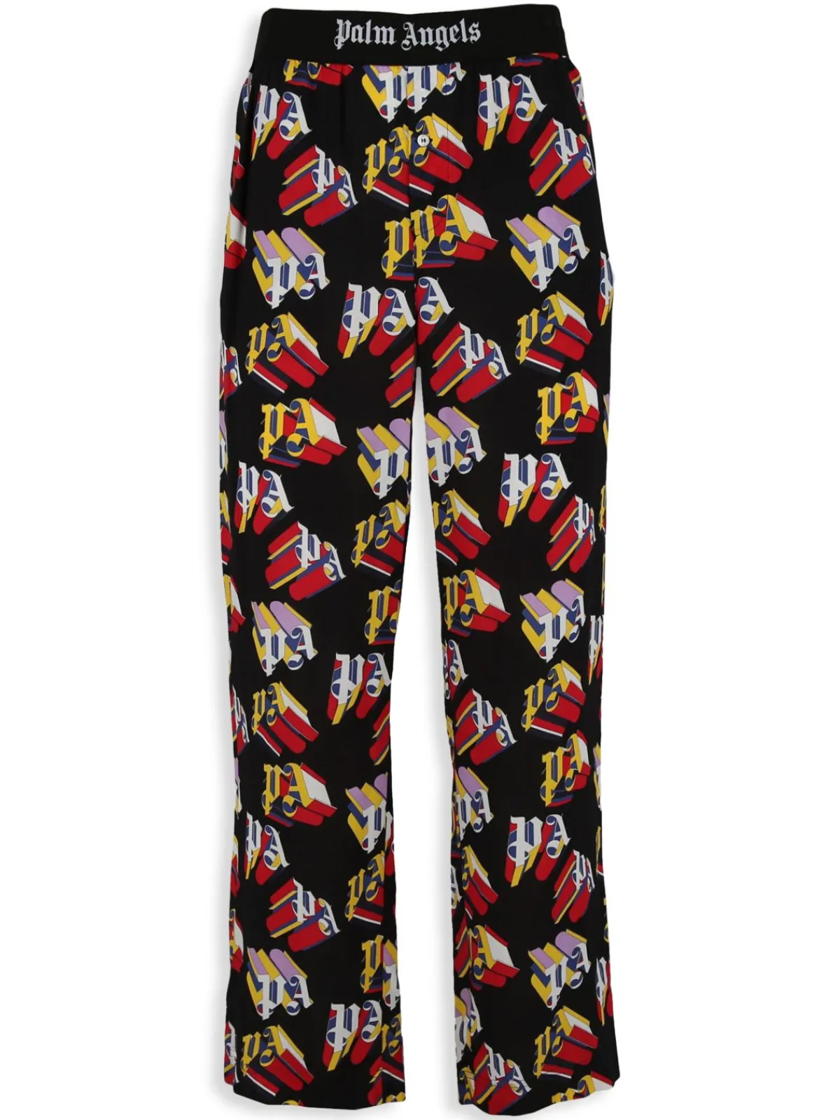 Palm Angels Loungewear, Sleepwear & Robes|3D Logo Print Straight-Leg Pajama Pants Black Red