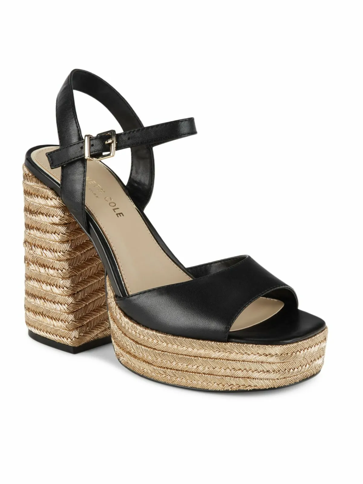 Kenneth Cole Dexter Leather Espadrille Platform Sandals