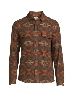 Faherty Casual Button-Down Shirts|Dgf Legend Geoemetric Print Shirt Brown