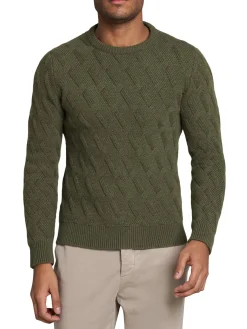 Kiton Cashmere|Diagonal Textured Cashmere Sweater Military