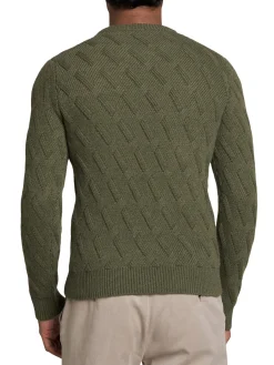 Kiton Cashmere|Diagonal Textured Cashmere Sweater Military