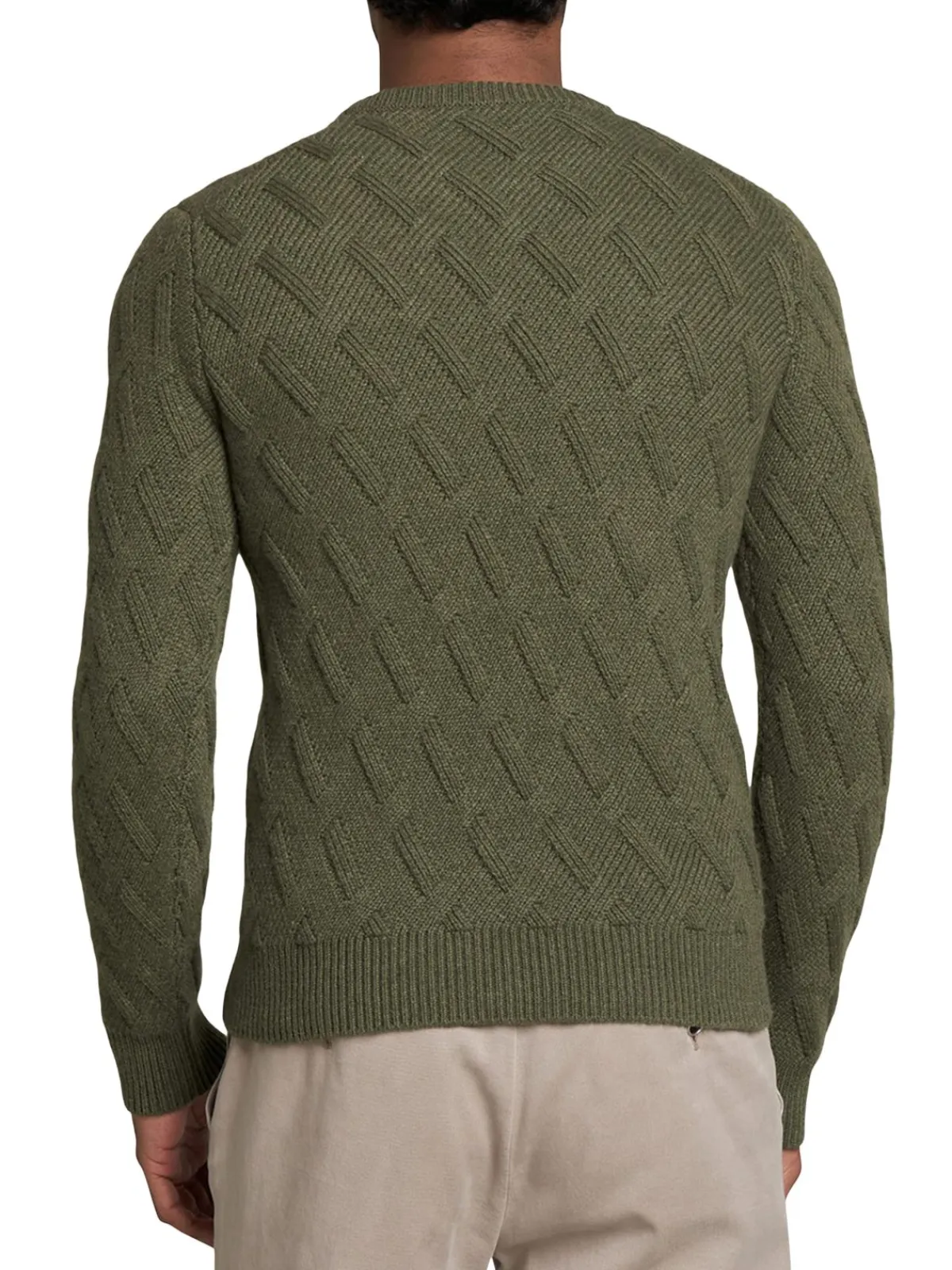 Kiton Cashmere|Diagonal Textured Cashmere Sweater Military