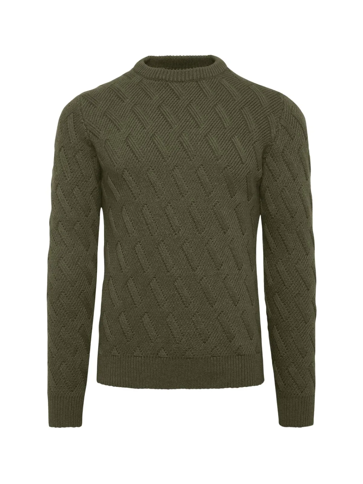 Kiton Cashmere|Diagonal Textured Cashmere Sweater Military