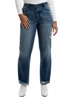 Women 1822 Denim Distressed Straight Leg Jeans