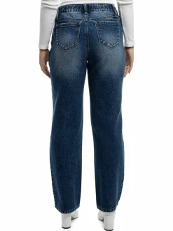 Women 1822 Denim Distressed Straight Leg Jeans