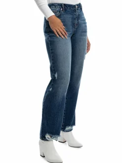 Women 1822 Denim Distressed Straight Leg Jeans