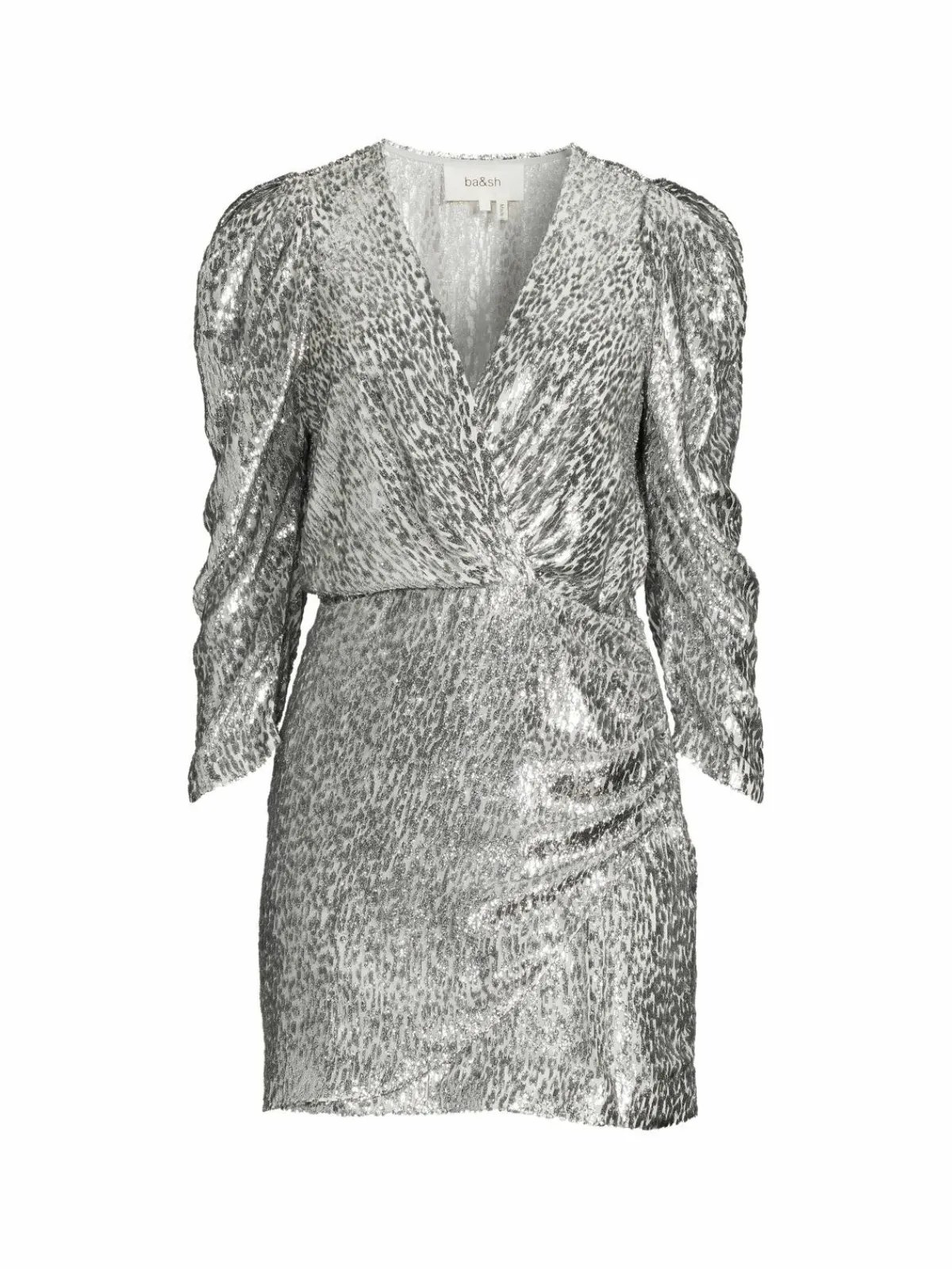 Women ba&sh Divina Metallic Silk Blend Mini Sheath Dress