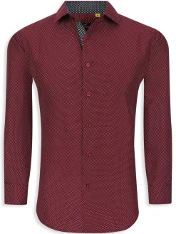 Azaro Uomo Dress Shirts|Dot Print Shirt Burgundy
