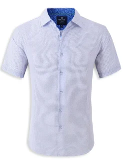 Tom Baine Casual Button-Down Shirts|Dotted Slim Fit Shirt White