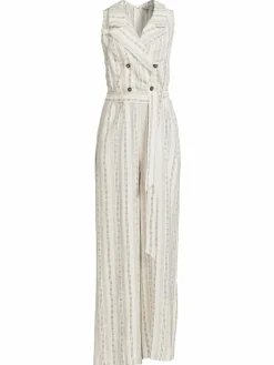 Women NANETTE nanette lepore Double Breasted Linen Blend Jumpsuit