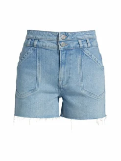 Women Frame Double Button Denim Shorts