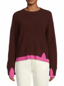 Women Design 365 Double Cuff Cashmere Crewneck Sweater