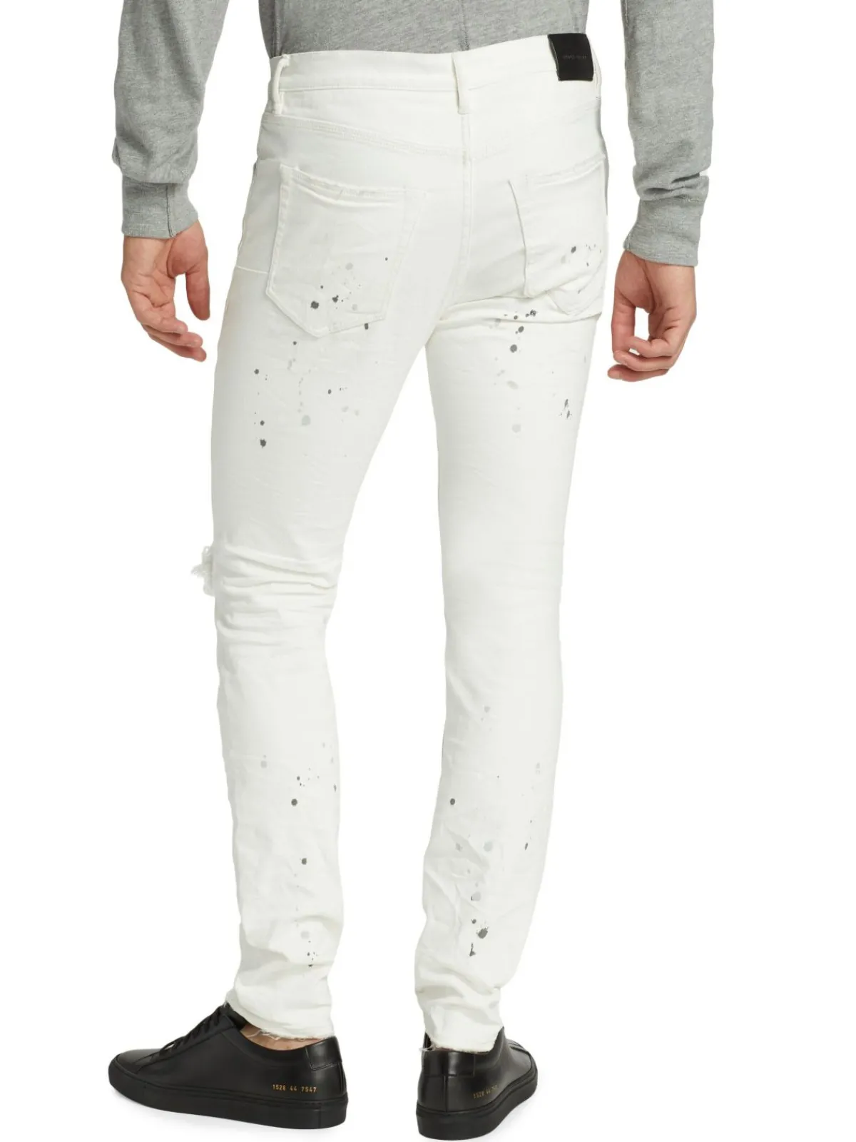 Purple Brand Jeans|D-P001-Optic Paint Blowout Jeans Optic White