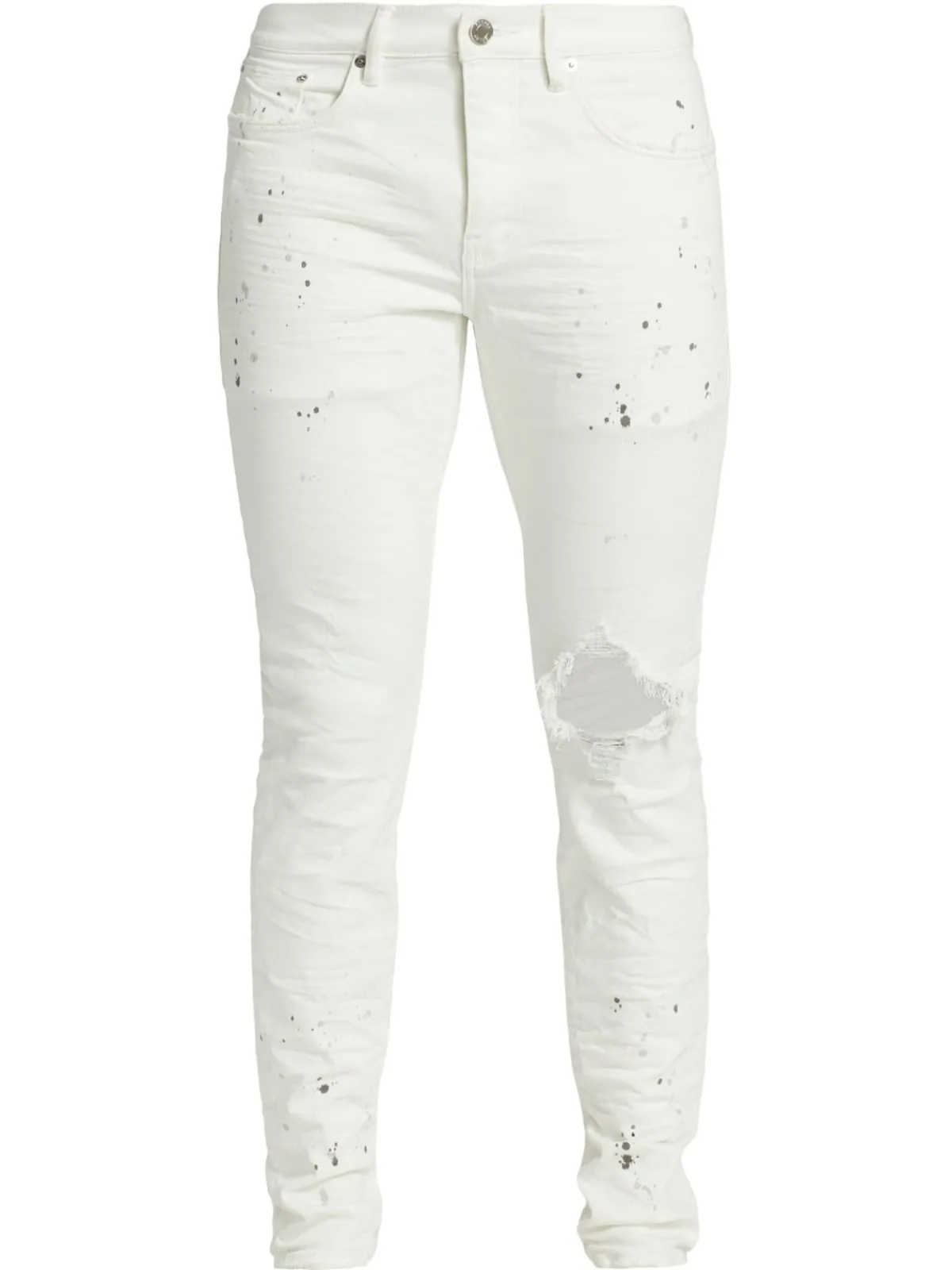Purple Brand Jeans|D-P001-Optic Paint Blowout Jeans Optic White