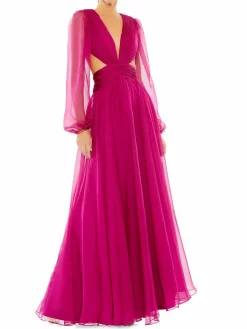 Women Mac Duggal Draped Cutout A Line Gown