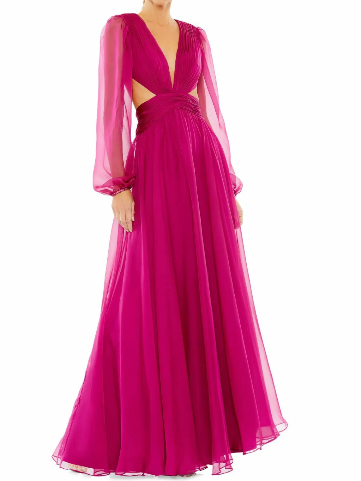 Women Mac Duggal Draped Cutout A Line Gown