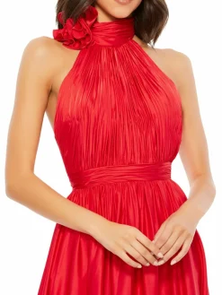 Women Mac Duggal Draped High Slit Gown