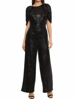 Women Maggy London Elizabeth Sequin Cape Jumpsuit