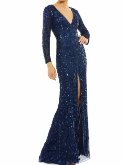 Women Mac Duggal Embellished High Slit Gown