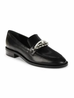 Stuart Weitzman Embellished Leather Loafers