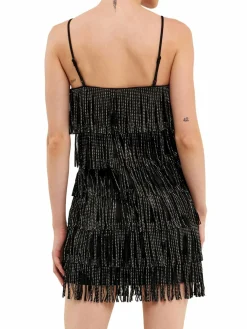 Women Endless Rose Embellished Suede Fringe Mini Dress