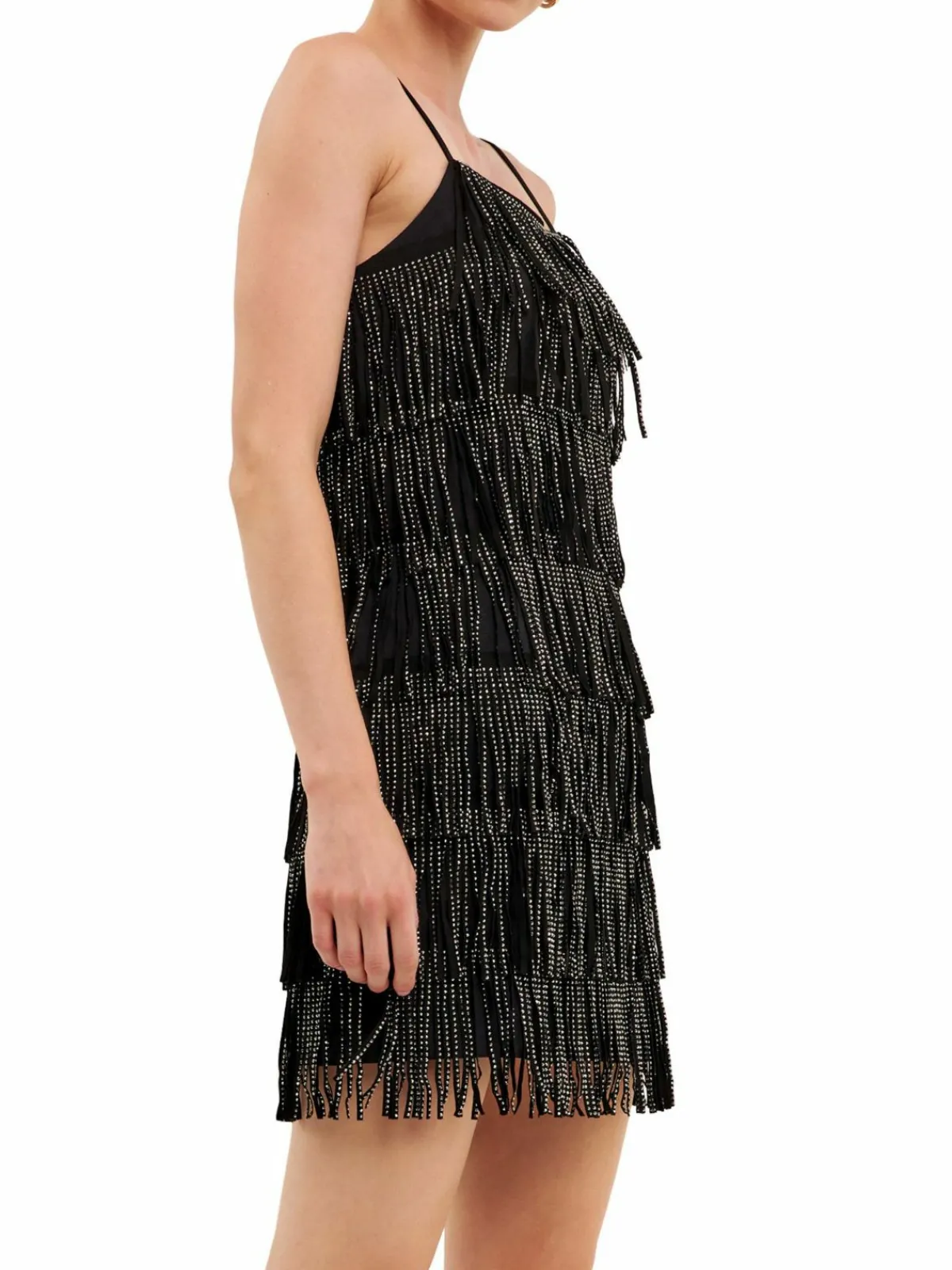 Women Endless Rose Embellished Suede Fringe Mini Dress