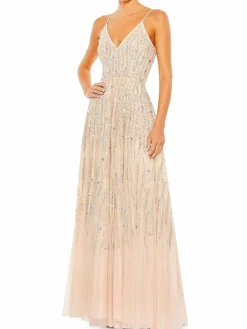 Women Mac Duggal Embellished V Neck Gown