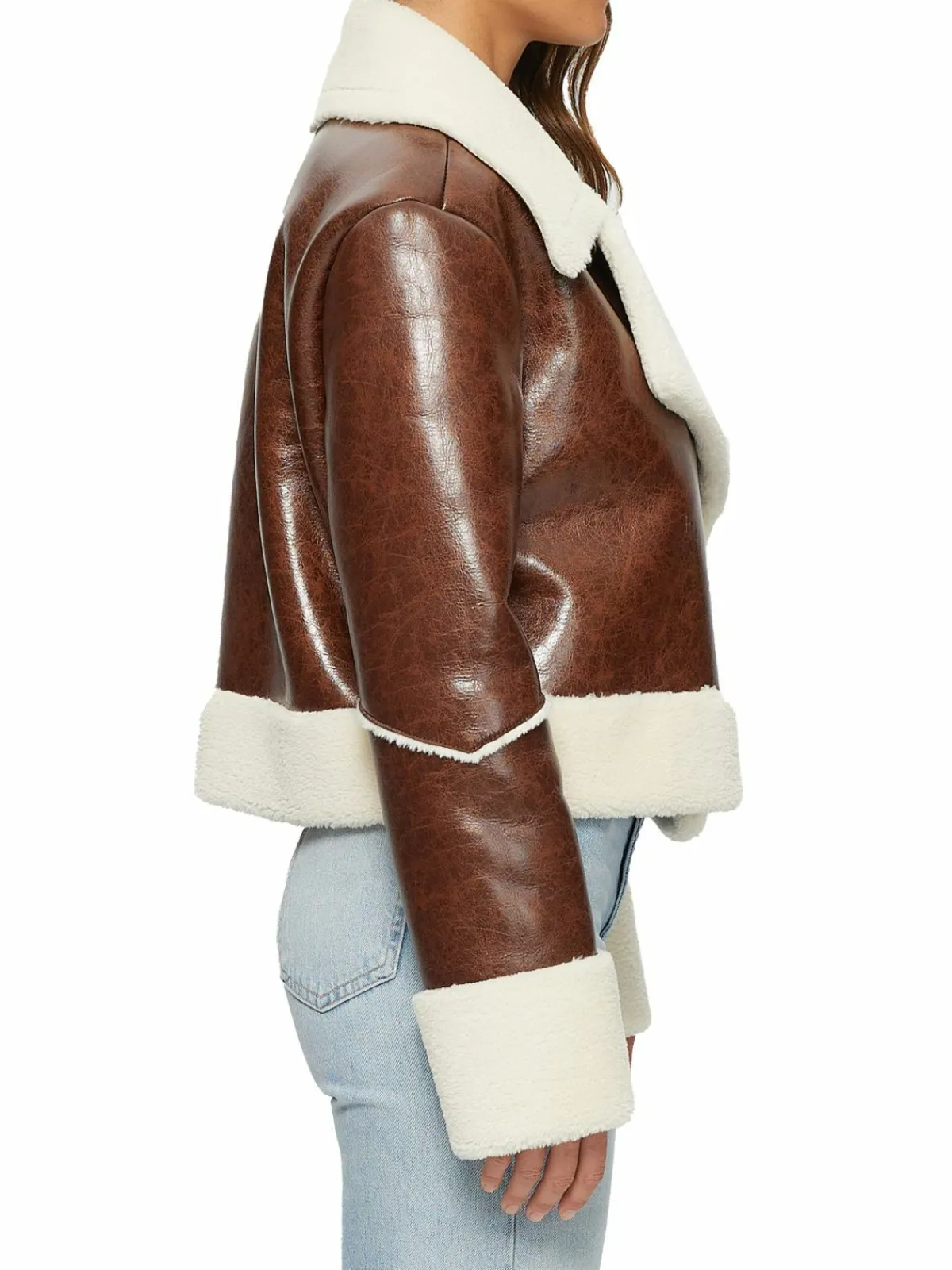 Women NOIZE Emika Faux Leather Crop Moto Jacket