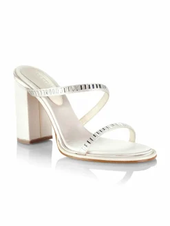 Bettina Vermillon Emili Sindlev X Chica Fuxsia Crystal-Embellished Satin Sandals