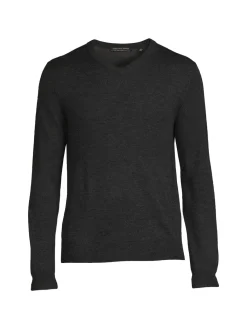 Saks Fifth Avenue Sweaters|Essential Merino Wool Blend V-Neck Sweater