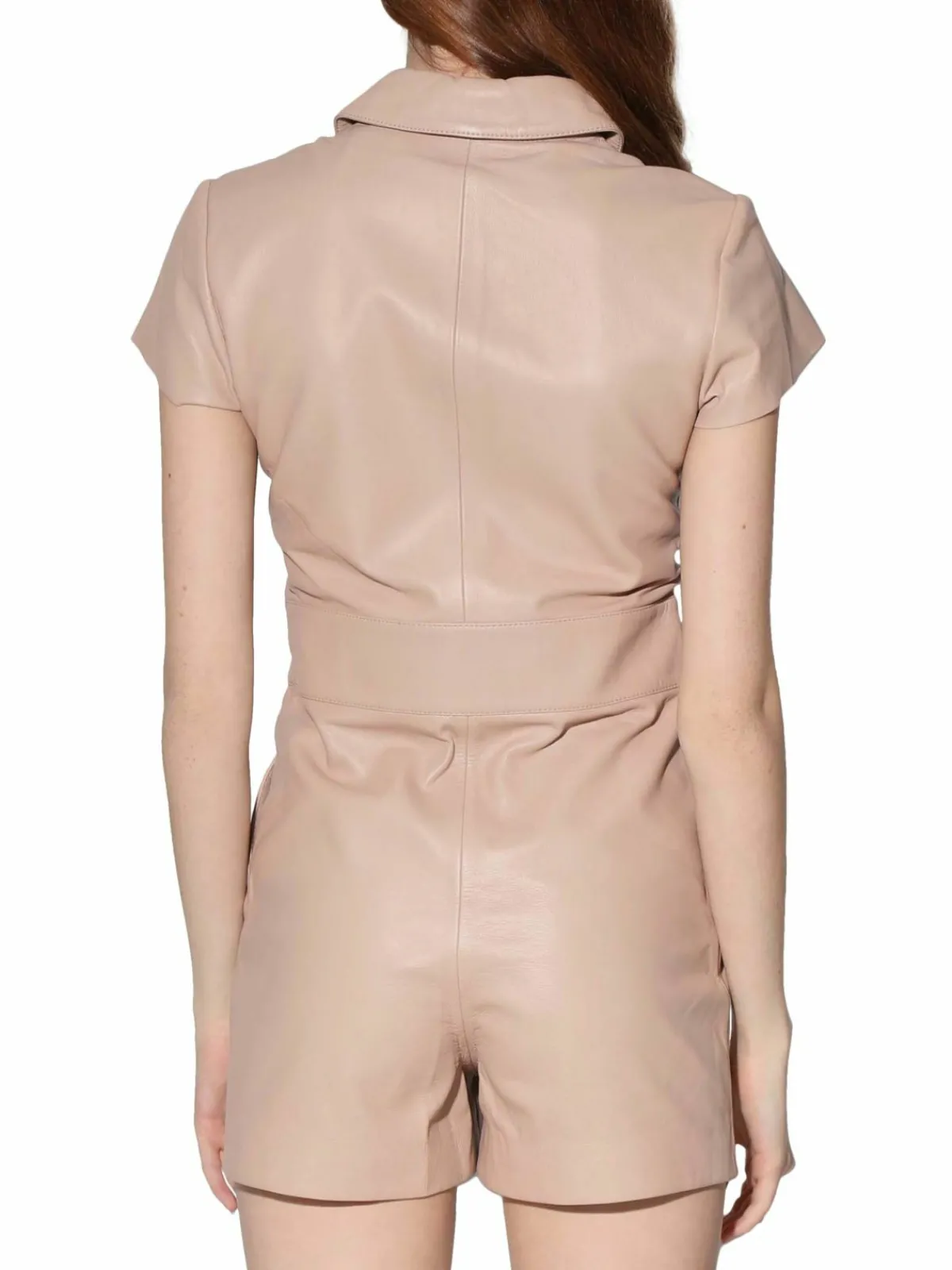 Women Walter Baker Evelyn Lambskin Leather Pleated Romper