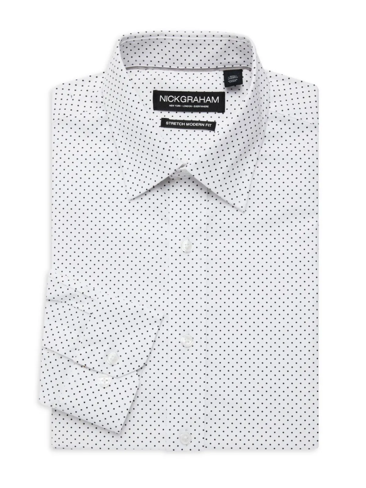 Nick Graham Dress Shirts|Everywhere Stretch Modern Fit Polka Dot Sport Shirt