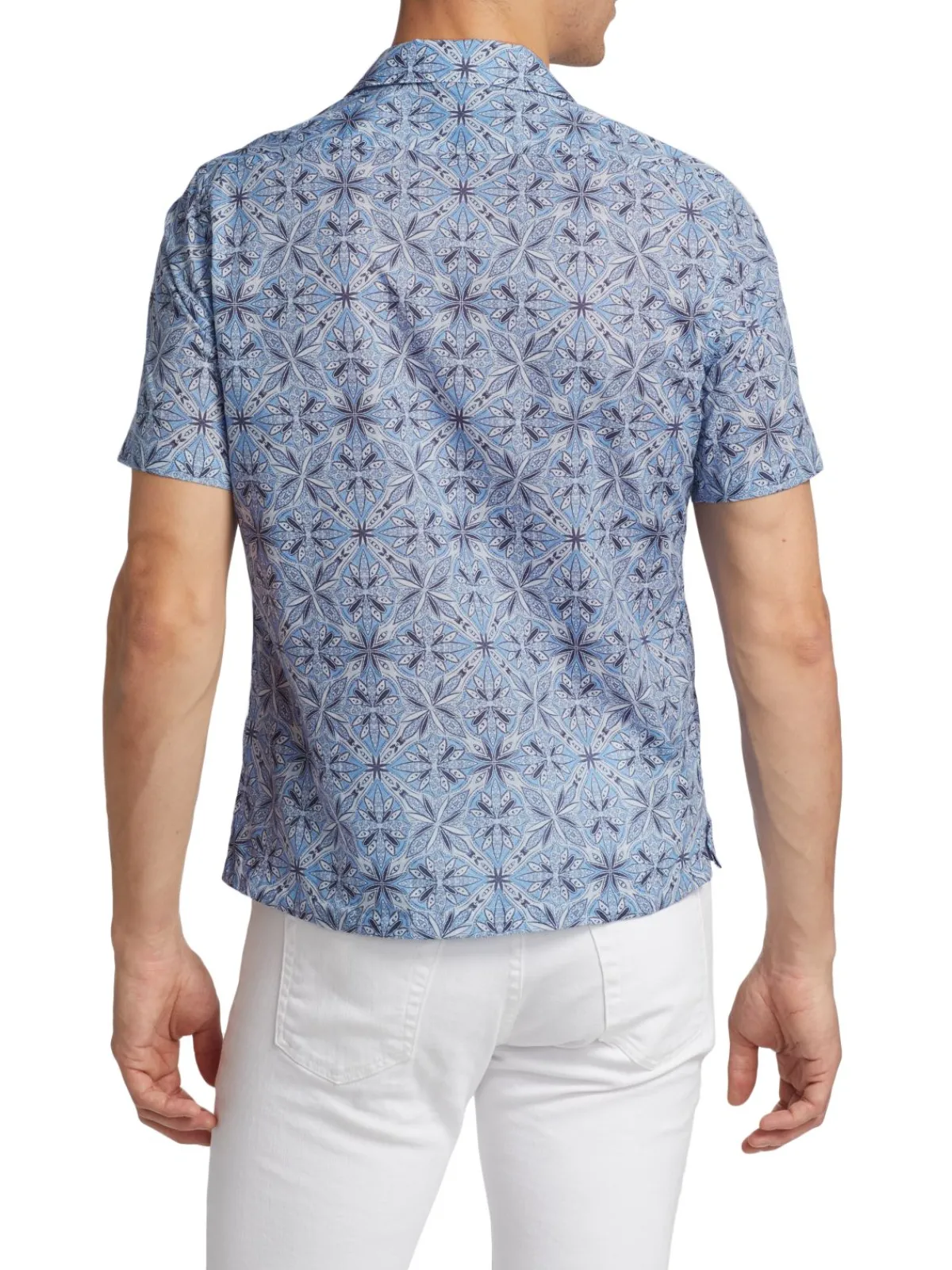 Saks Fifth Avenue Casual Button-Down Shirts|Exploded Medallion Shirt Light Blue