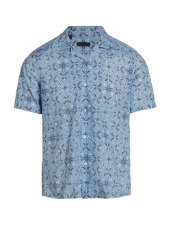 Saks Fifth Avenue Casual Button-Down Shirts|Exploded Medallion Shirt Light Blue