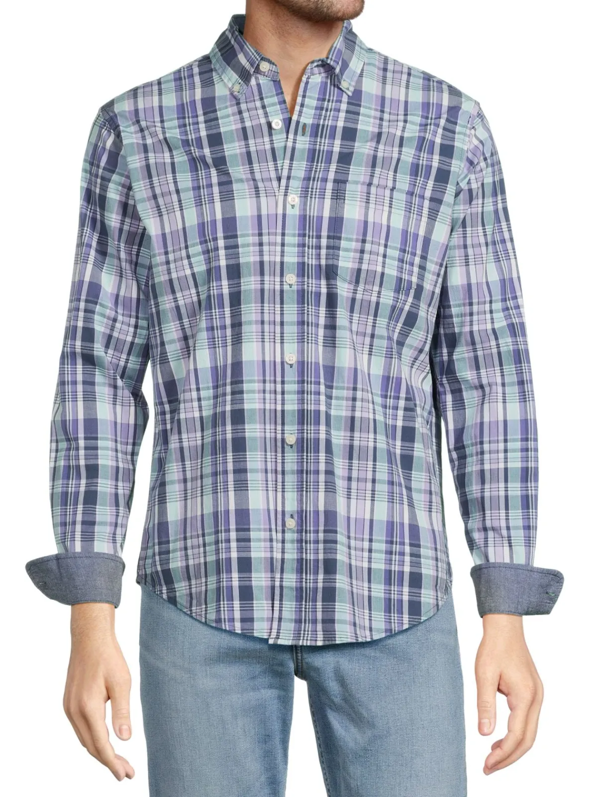 Tailor Vintage Casual Button-Down Shirts|Fast Dry Performance Stretch Check Shirt Blue