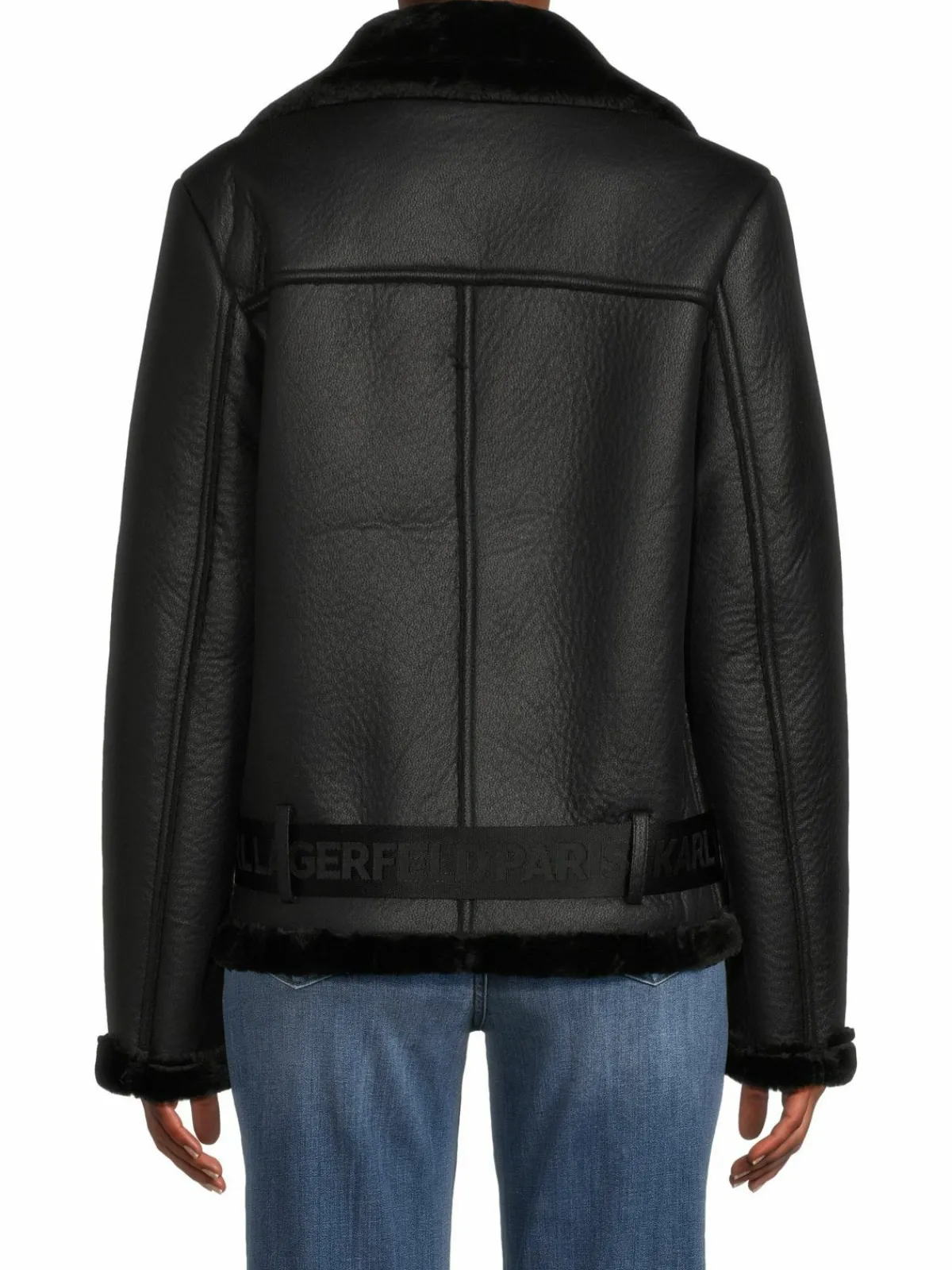 Women Karl Lagerfeld Paris Faux Fur Faux Leather Biker Jacket