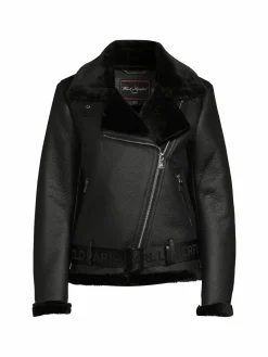 Women Karl Lagerfeld Paris Faux Fur Faux Leather Biker Jacket