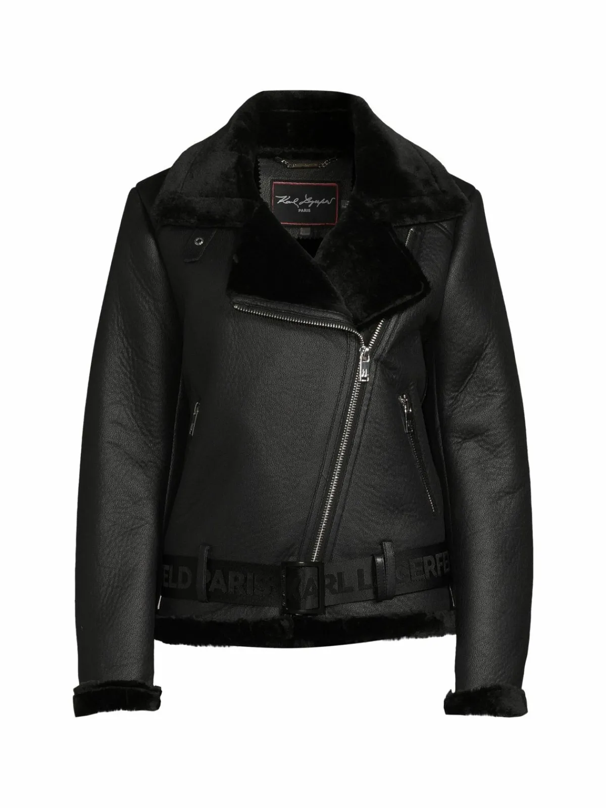 Women Karl Lagerfeld Paris Faux Fur Faux Leather Biker Jacket