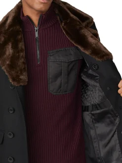 Karl Lagerfeld Paris Coats & Jackets|Faux Fur-Collar & Wool-Blend Peacoat